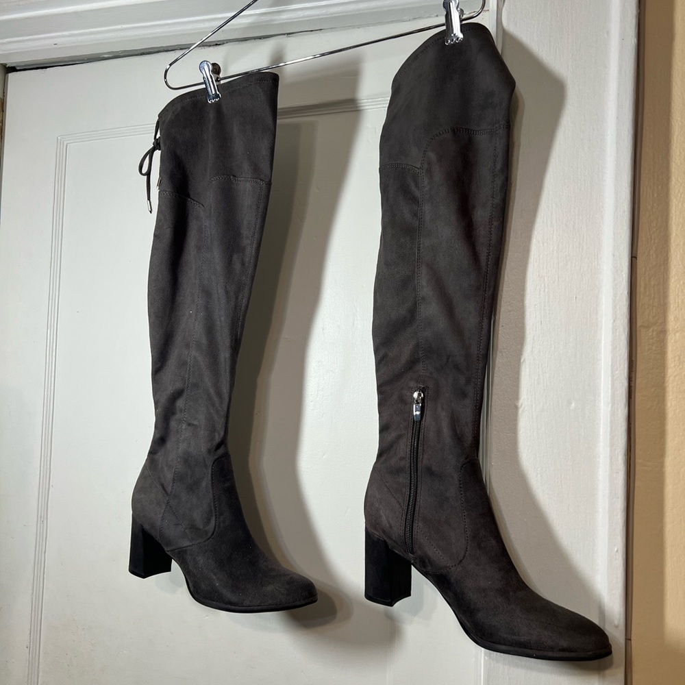 Marc Fisher Women's Humor 2 Faux Suede Flat Over the Knee Riding Boots
